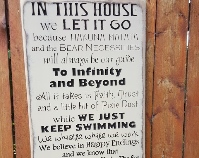 Custom Carved Wooden Sign - "In this House - WE DO DISNEY"