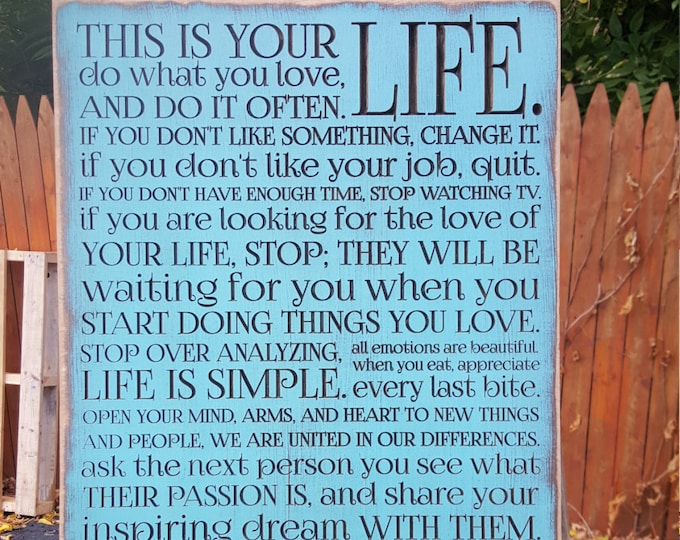 Custom Carved Wooden Sign - "This Is Your LIFE ..." - 16x24