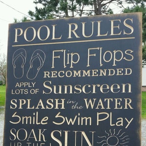 Custom Carved Wooden Sign - &quot;Pool Rules&quot;