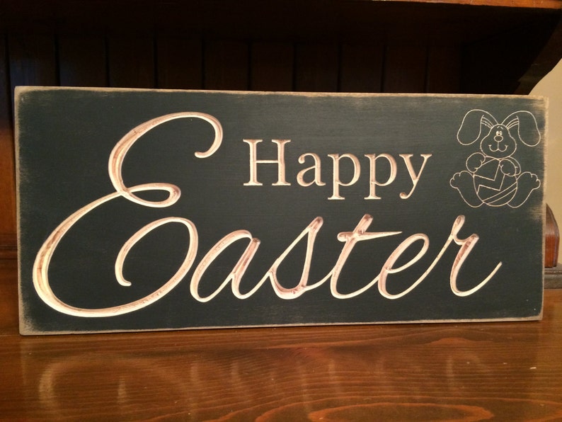 Custom Carved Wooden Sign happy Easter Etsy