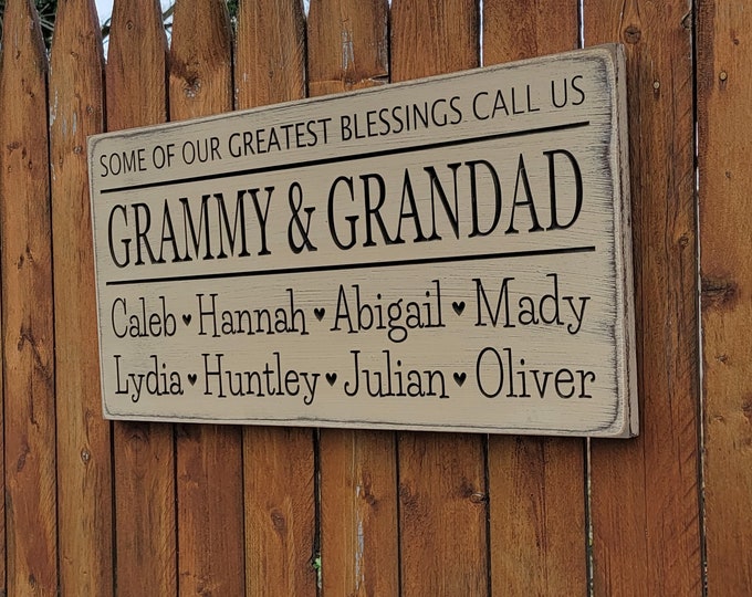 Personalized Family Carved Wooden Sign - "Some Of Our Greatest Blessings Call Us ..." GRANDPARENTS SIGN