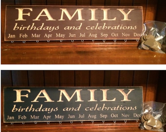 Custom Carved Wooden Sign - "Family Birthdays and Celebrations - BIRTHDAY BOARD" - 24"x6"