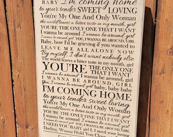 Personalized Carved Wooden Sign - "Baby, I'm coming home to your tender sweet loving..." - Leon Bridges "Coming Home" Lyrics