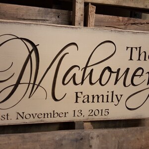 Personalized Family Carved Wooden Sign - Last Name Sign - Family Established Sign