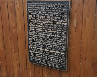 Personalized Carved Wooden Sign - "Don't have to leave this town to see the world..." - Blake Shelton/Gwen Stefani "Nobody But You" lyrics