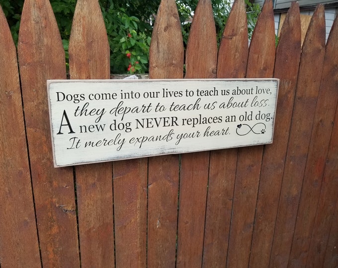 Custom Carved Wooden Sign - "Dogs Come Into Our Lives To Teach Us About Love ..."  24"x7.5"