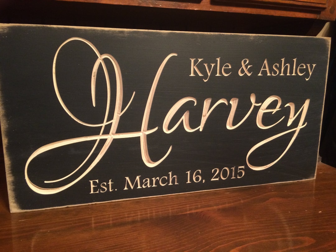 Personalized Family Carved Wooden Sign - Last Name Sign - Family ...