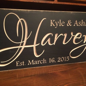 Personalized Family Carved Wooden Sign - Last Name Sign - Family Established Sign