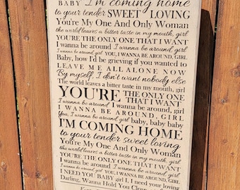 Personalized Carved Wooden Sign - "Baby, I'm coming home to your tender sweet loving ... " - Leon Bridges "Coming Home" lyrics