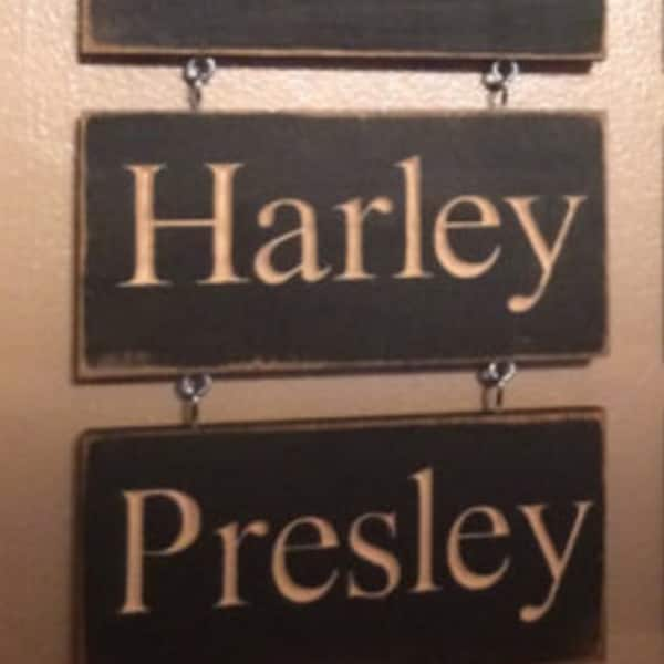 Personalized Carved Wooden Sign - Additional Name Plates for hanging Grandkids and Family Signs  - 3.5"x10" (sign with 2 columns of names)