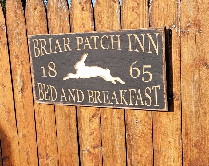 Custom Carved Wooden Sign - "Briar Patch Inn Bed and Breakfast"