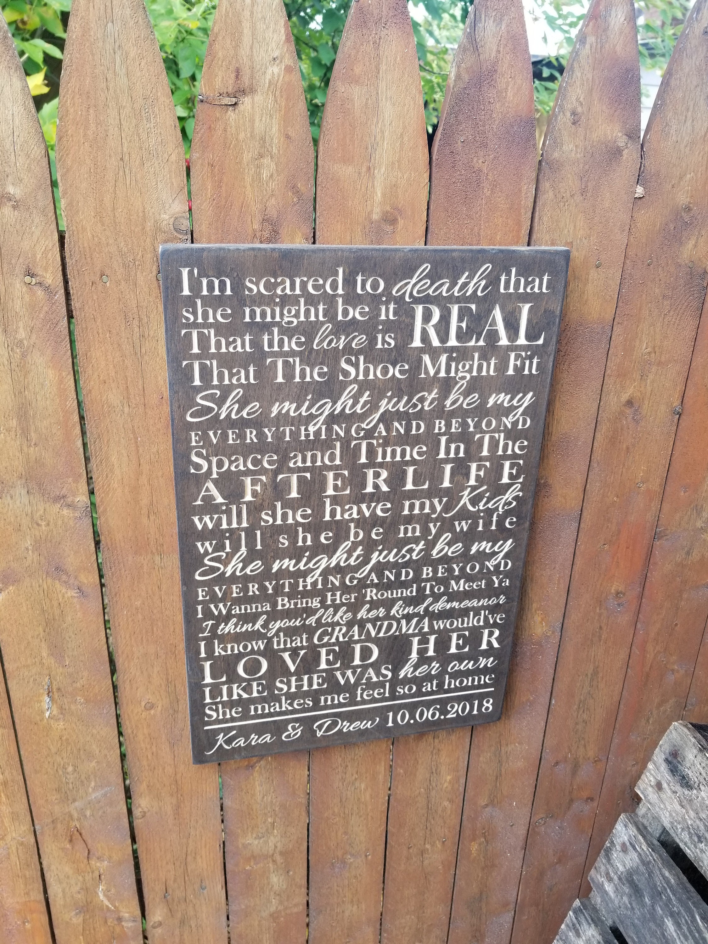 Personalized Carved Wooden Sign I M Scared To Death That She Might Be It Leon Bridges Beyond Lyrics Personalized Carved Wooden Sign I M Scared To Death That She Might Be It Leon Bridges Beyond Lyrics