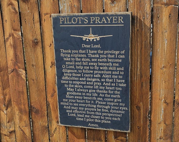 Personalized Custom Carved Wooden Sign - "Pilot's Prayer ... Amen"