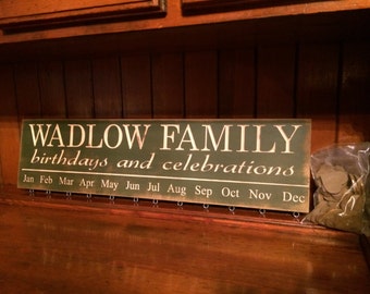 Personalized Custom Carved Wooden Sign - "Family Last Name, Birthdays and Celebrations - BIRTHDAY BOARD" - 24"x6"