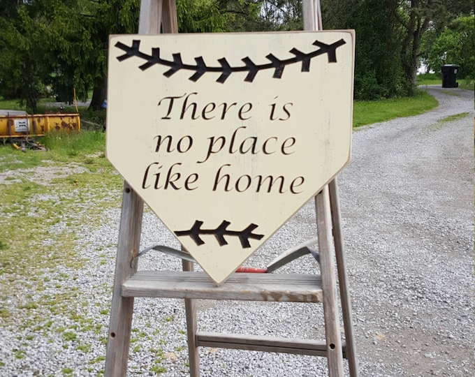 Custom Carved Wooden Sign - "There's No Place Like Home ... BASEBALL DIAMOND"