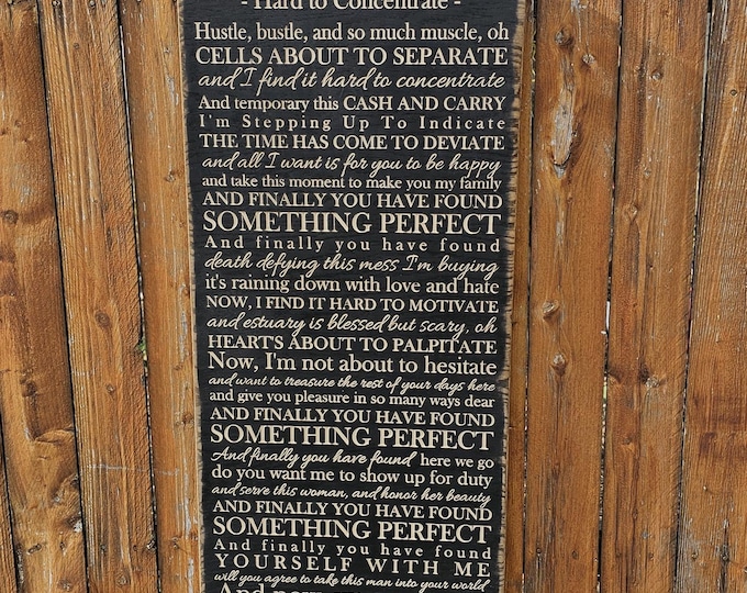 Custom Carved Wooden Sign - "Hustle, bustle and so much muscle... - Red Hot Chili Peppers - "Hard To Concentrate" song lyrics