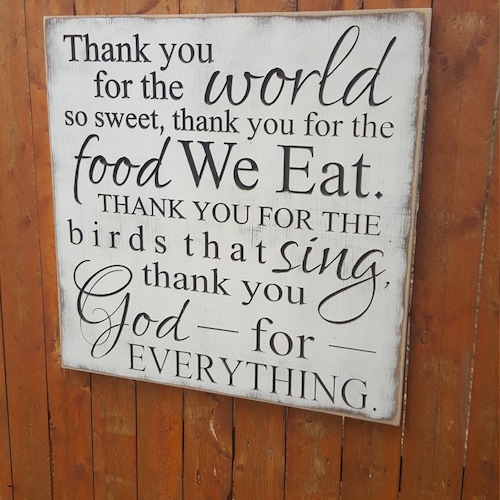 Thank You for the Food We Eat World so Sweet Prayer Sign - Etsy