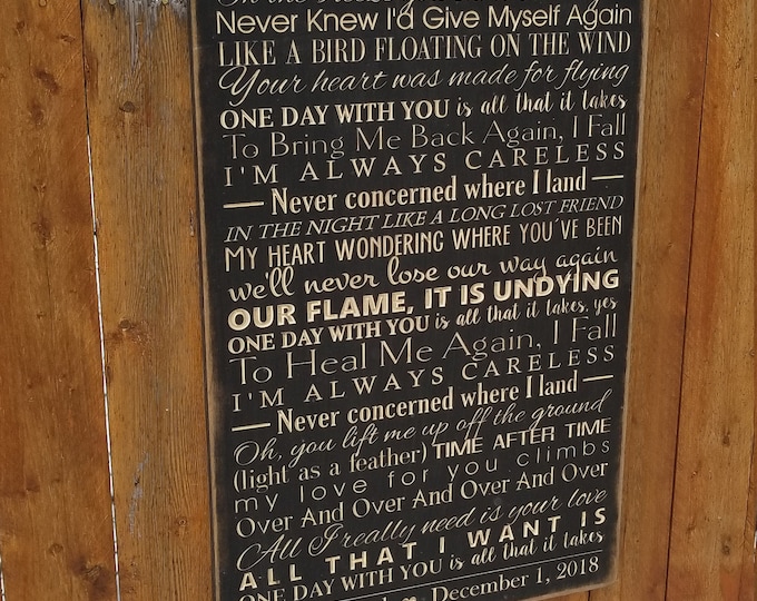 Personalized Carved Wooden Sign "On the Breeze You Came Blowing In..." Zac Brown Band "ONE DAY"  lyrics