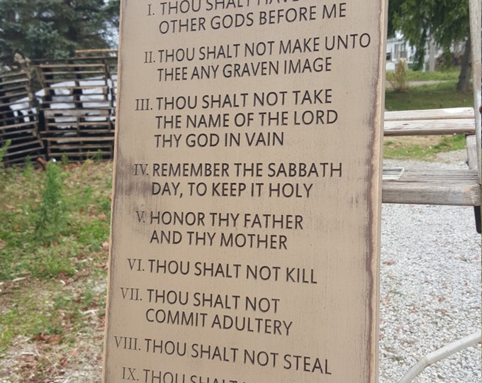 Custom Carved Wooden Sign - "The Ten Commandments "
