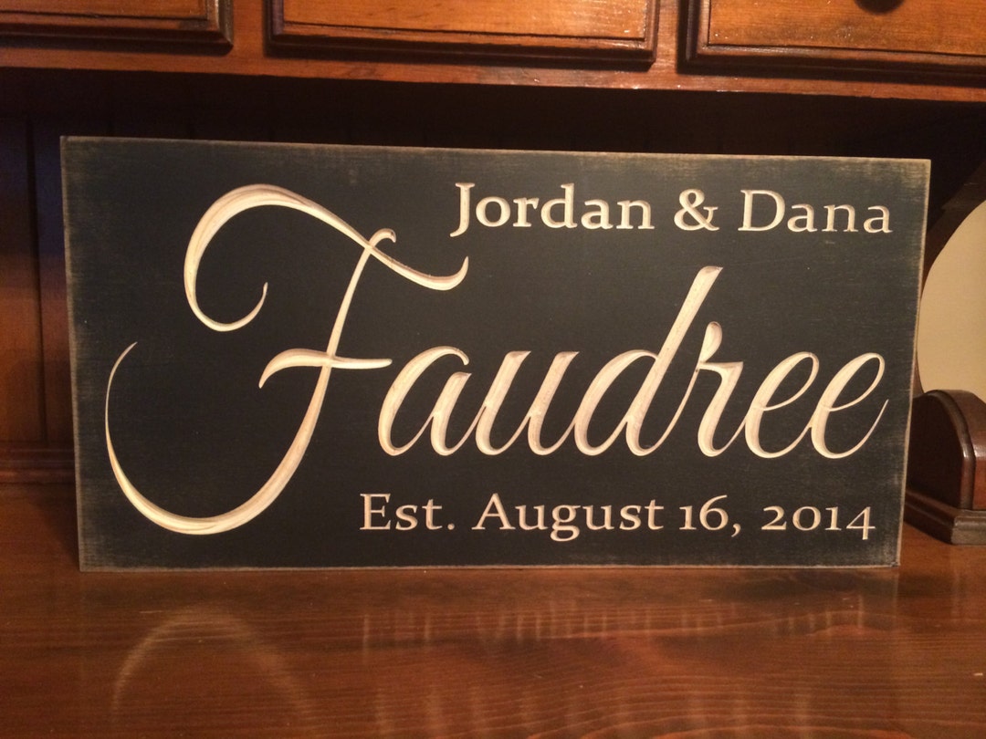 Personalized Family Carved Wooden Sign - Last Name Sign - Family ...