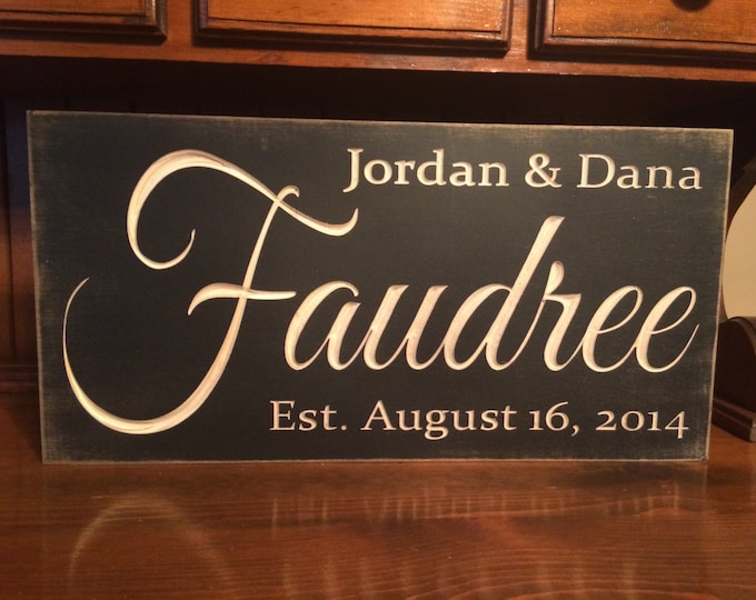 Personalized Family Carved Wooden Sign - Last Name Sign - Family Established Sign