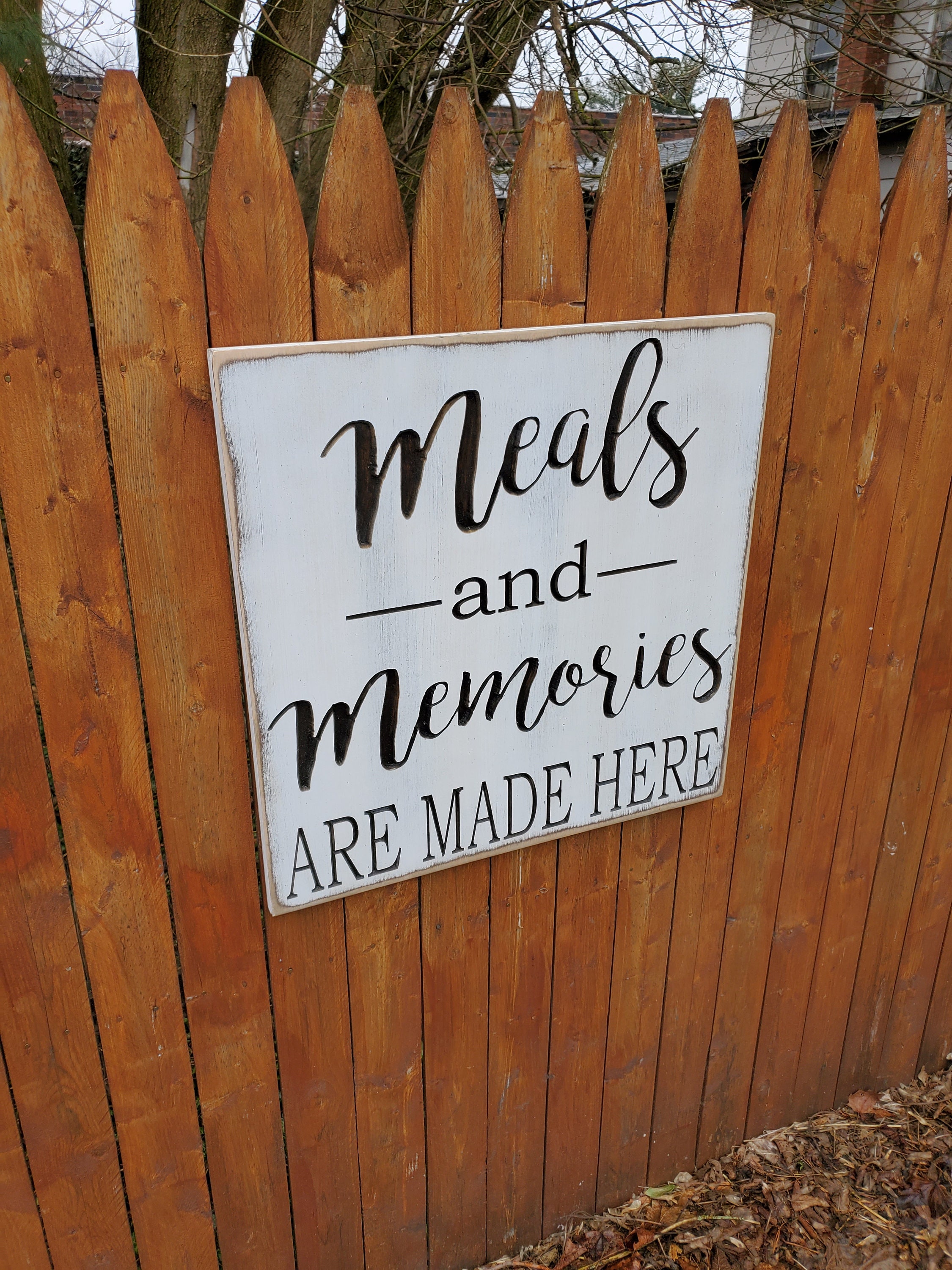 Custom Carved Wooden Sign Meals and Memories Are Made Here