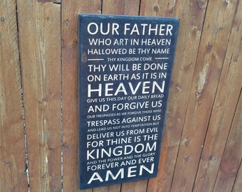 Custom Carved Wooden Sign - "Lord's Prayer, Our Father Who Art In Heaven ..."
