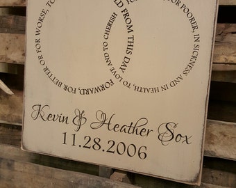 Personalized Custom Carved Wooden Sign - "Vow's For Eternity - Vow Rings"