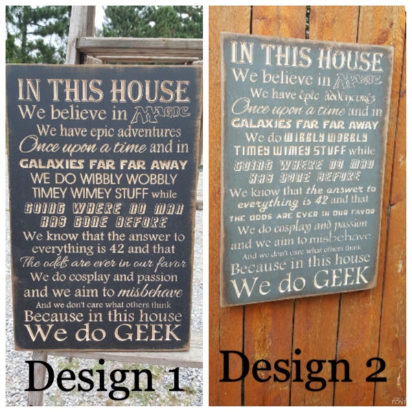 Custom Carved Wooden Sign - "In This House We Believe In Magic,  We Do GEEK" - 20"x13"