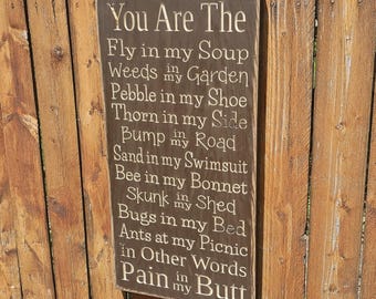 Custom Carved Wooden Sign - "You Are The Fly In My Soup ..."