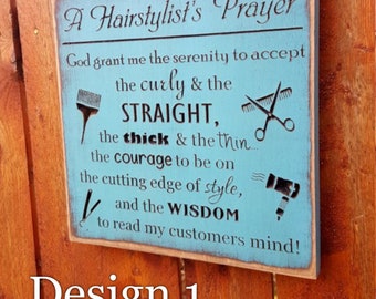Custom Carved Wooden Sign - "Hairstylist's Prayer"