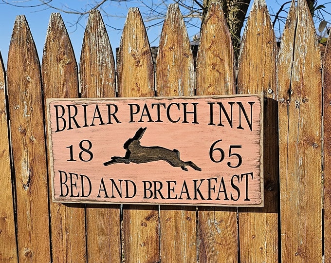 Custom Carved Wooden Sign - "Briar Patch Inn Bed and Breakfast"