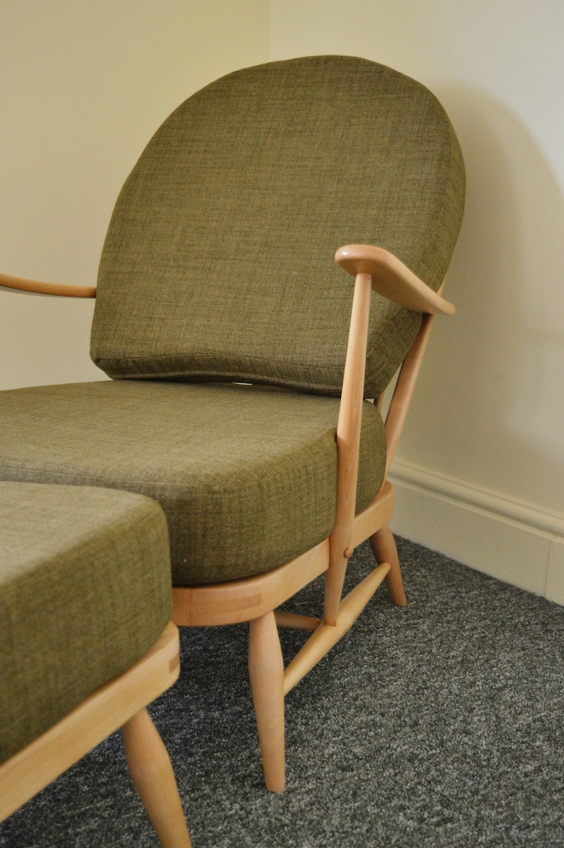Vintage Ercol 203 Armchair and Matching Footstool in Soft Etsy