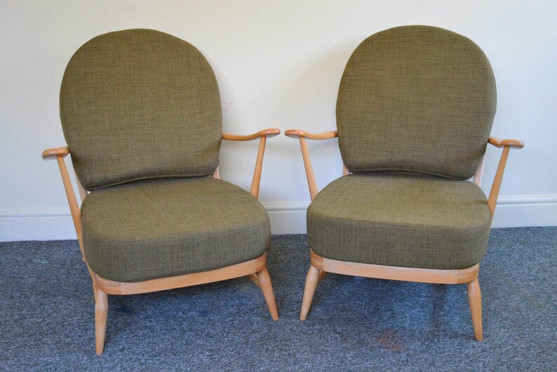 Pair Of Vintage Ercol 203 Windsor Armchairs Refurbished Image 0