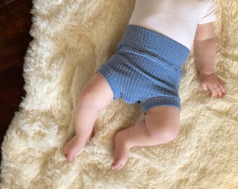 Bloomers White Waffle Knit Bummies Baby Bummies Baby Shorts Unisex Bummies High Waisted Bummies Diaper Cover Toddler Bummies