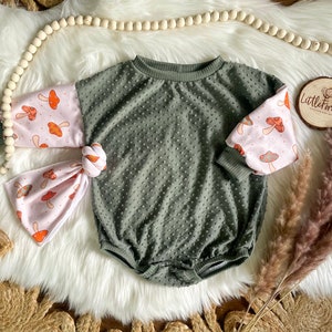 Dotted Mushroom Romper | Spring Romper | Sweater Romper | Oversized Romper | Boho Romper | Mushroom Outfit | Mushroom Top Knot