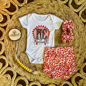 KC Chiefs Shirt & Bummies | Kansas City Chiefs Onesie | Chiefs Bummies | Leopard Chiefs | Shredded Piggies | KC Football Bummies