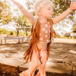 Daisy Halter & Striped Bells | Groovy Birthday Outfit | 70’s Bell Bottons | Baby Hippie Outfit |Baby Cropped Top | Baby Boho Outfit