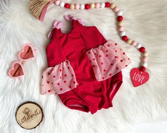 Be Mine Skirted Bubble Romper | Valentine Bubble Romper | Valentines Day Romper | Heart Romper