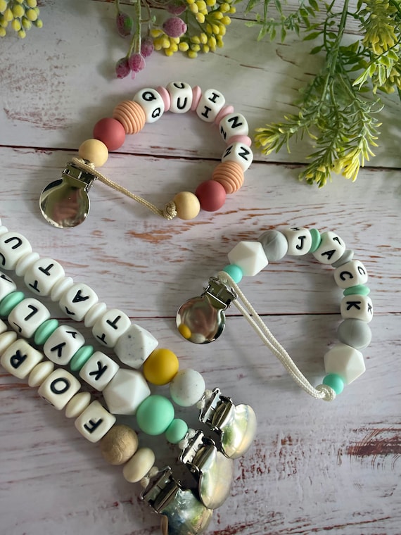 Personalized Name Pacifier Clips Custom Pacifier Clips Etsy