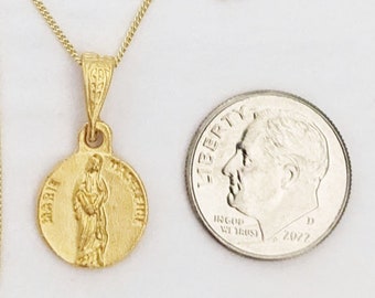 Marie Madeleine "Protegez Moi" Necklace 11mm - 18K Gold Vermeil + 18 Inch Italian 18K Gold Vermeil Chain