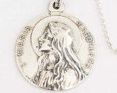 Necklace - Sta Maria Magdalena 24mm - Sterling Silver + 18 Inch Italian Sterling Silver Chain