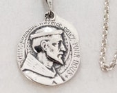 Necklace - Saints Francis and Anthony Sterling Silver + 18 Inch Italian Sterling Silver Chain