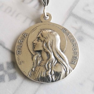 Sta Maria Magdalena 24mm Medal, Sterling Silver, Mary of Magdala Pendant