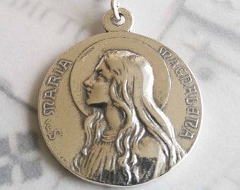 Sta Maria Magdalena 24mm Medal, Sterling Silver, Mary of Magdala Pendant