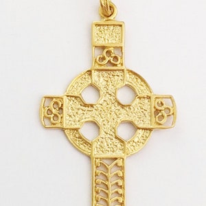 Irish Celtic Cross Rare 28x53mm - 18K Gold Vermeil