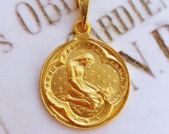 Medal - Marie Madeleine Priez PN 20mm - 18K Gold Vermeil