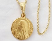 Necklace - Mary of Magdala & Alabaster Jar 15mm - 18K Gold Vermeil + 18 Inch Italian 18K Gold Vermeil Chain
