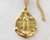 Necklace - Notre-Dame-de-la-Garde 19x25mm - 18K Gold Vermeil + 18 Inch Italian 18K Gold Vermeil Chain