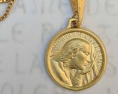 Necklace - Saint Mary Magdalene 18K Gold Vermeil Medal - 17.5mm + 18 inch 18K Gold Plated Box Chain